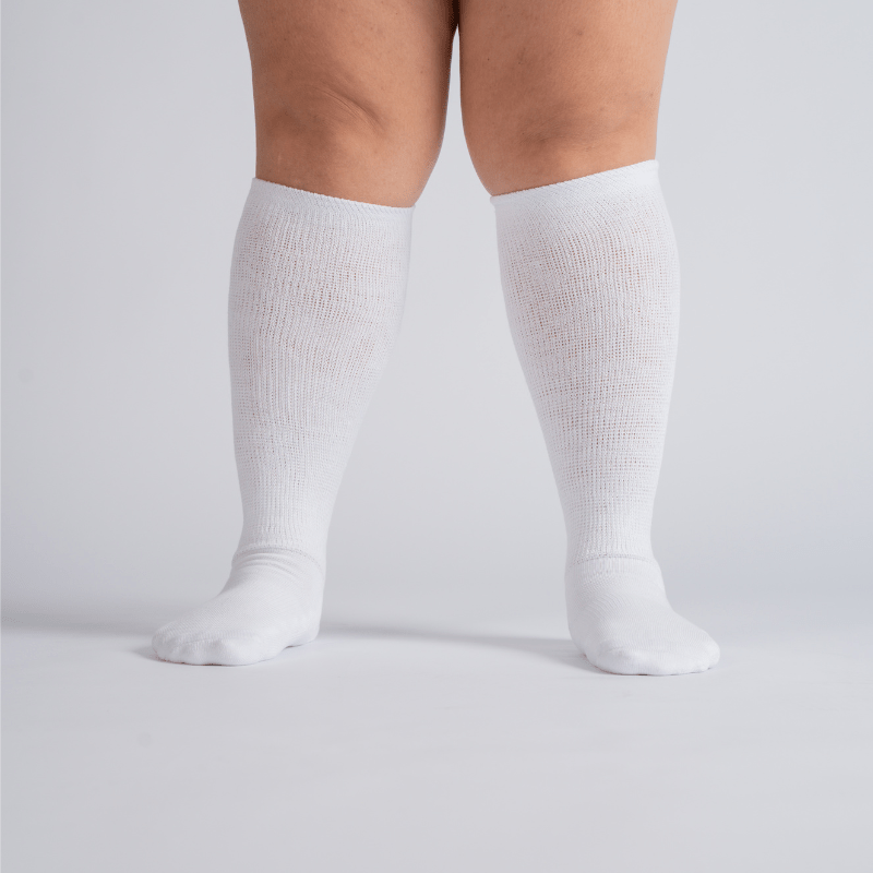 Lot de 3 Chaussettes rembourrées ultra extensibles - Blanc (Genou, Crew, Cheville)