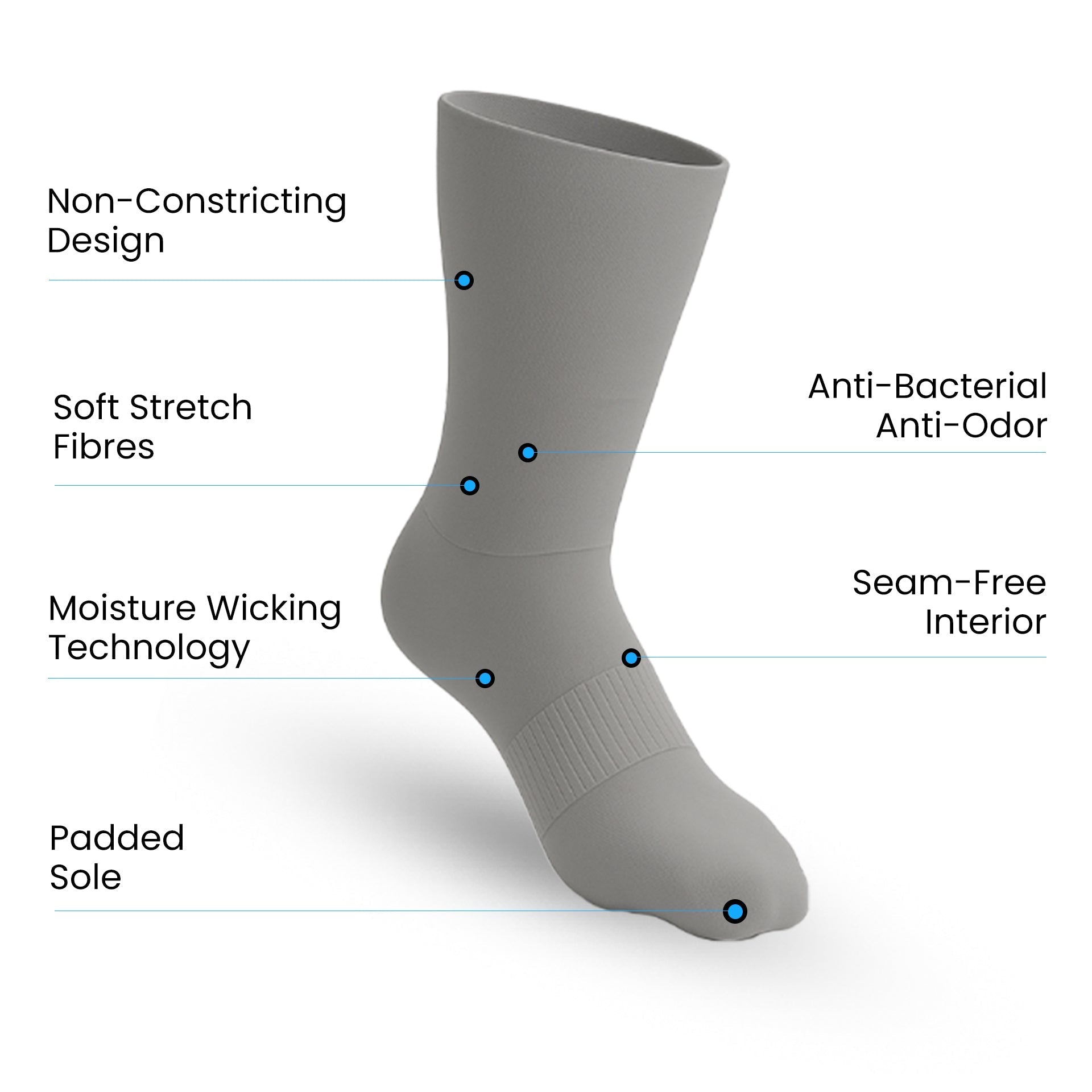 Chaussettes crew rembourrées ultra extensibles - Gris