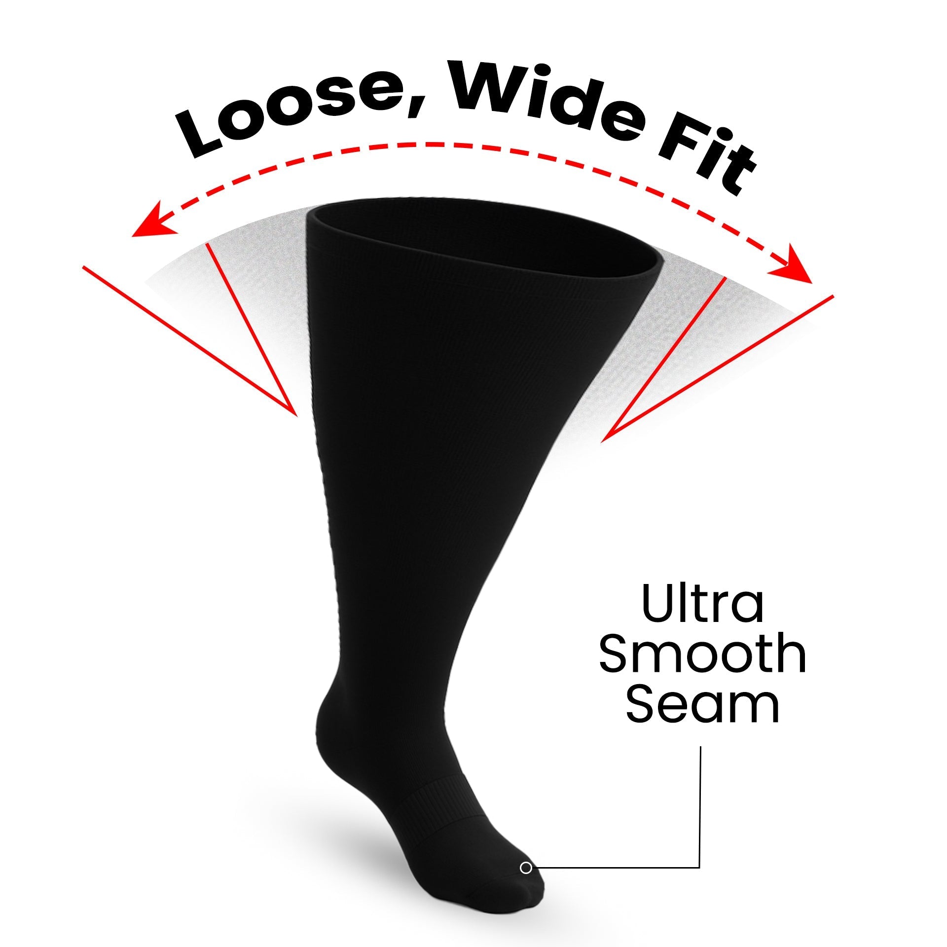 Padded Extra-Stretch Knee Chaussettes - Noir