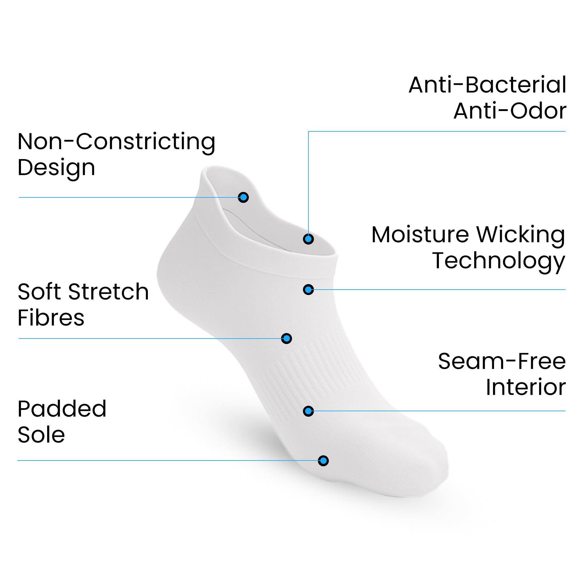 Padded Extra-Stretch Ankle Chaussettes - Blanc