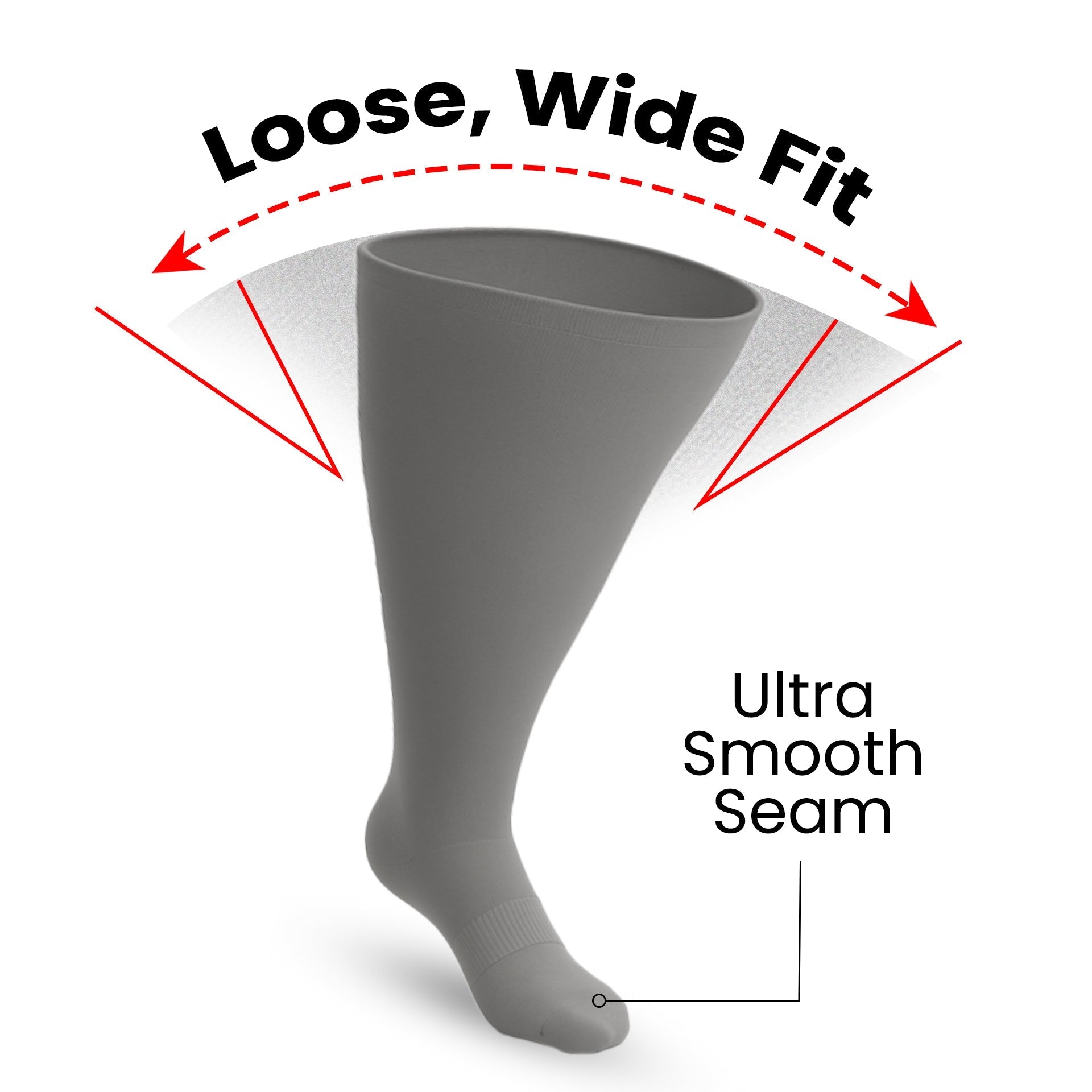 Padded Extra-Stretch Knee Chaussettes - Gris